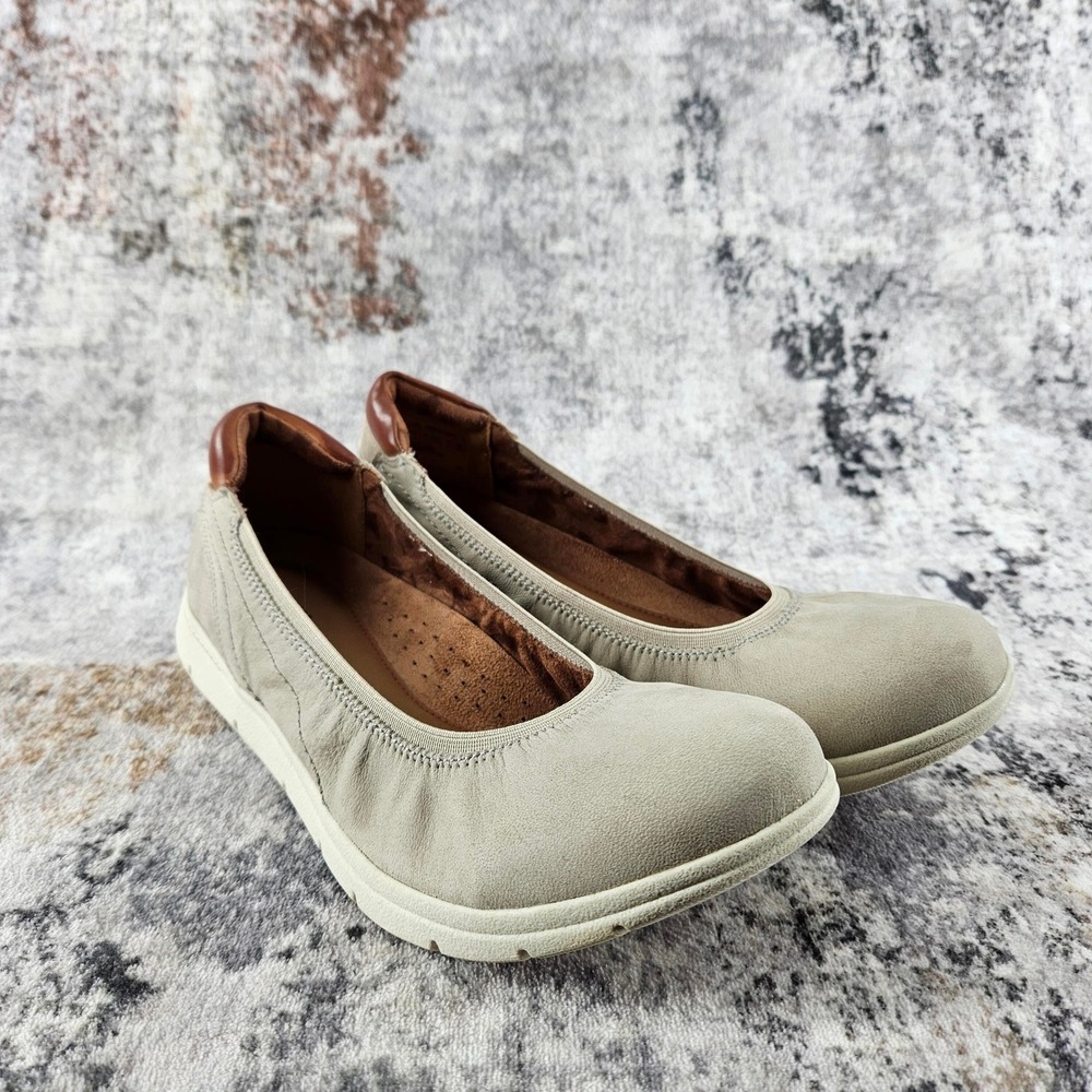 Cobb Hill Lidia Ballet Flats Womens 10 Biege Leather Slip On Round Toe